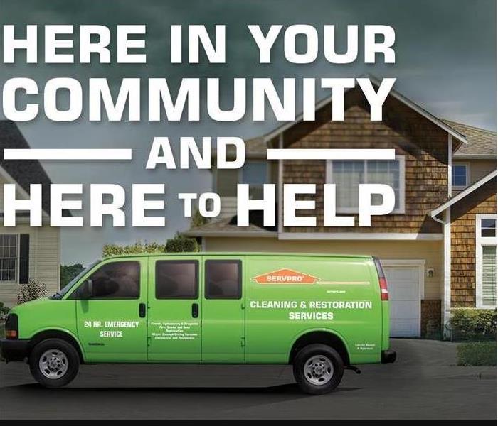 SERVPRO branded transit and logo with words