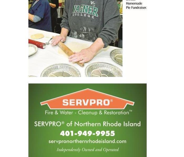 Church member rolling pie dough out - SERVPRO of Northern Rhode Island Phone Number below