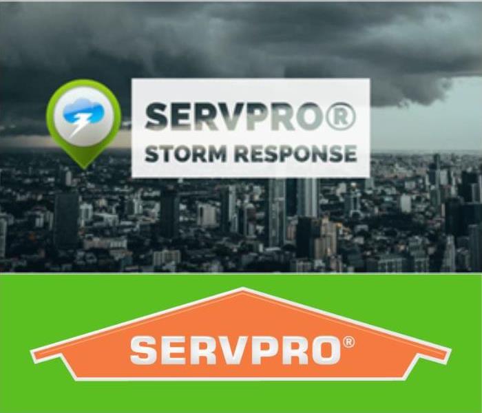 Image of a storm and SERVPRO branded logo